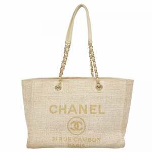 CHANEL Cream Deauville Tote Bag
